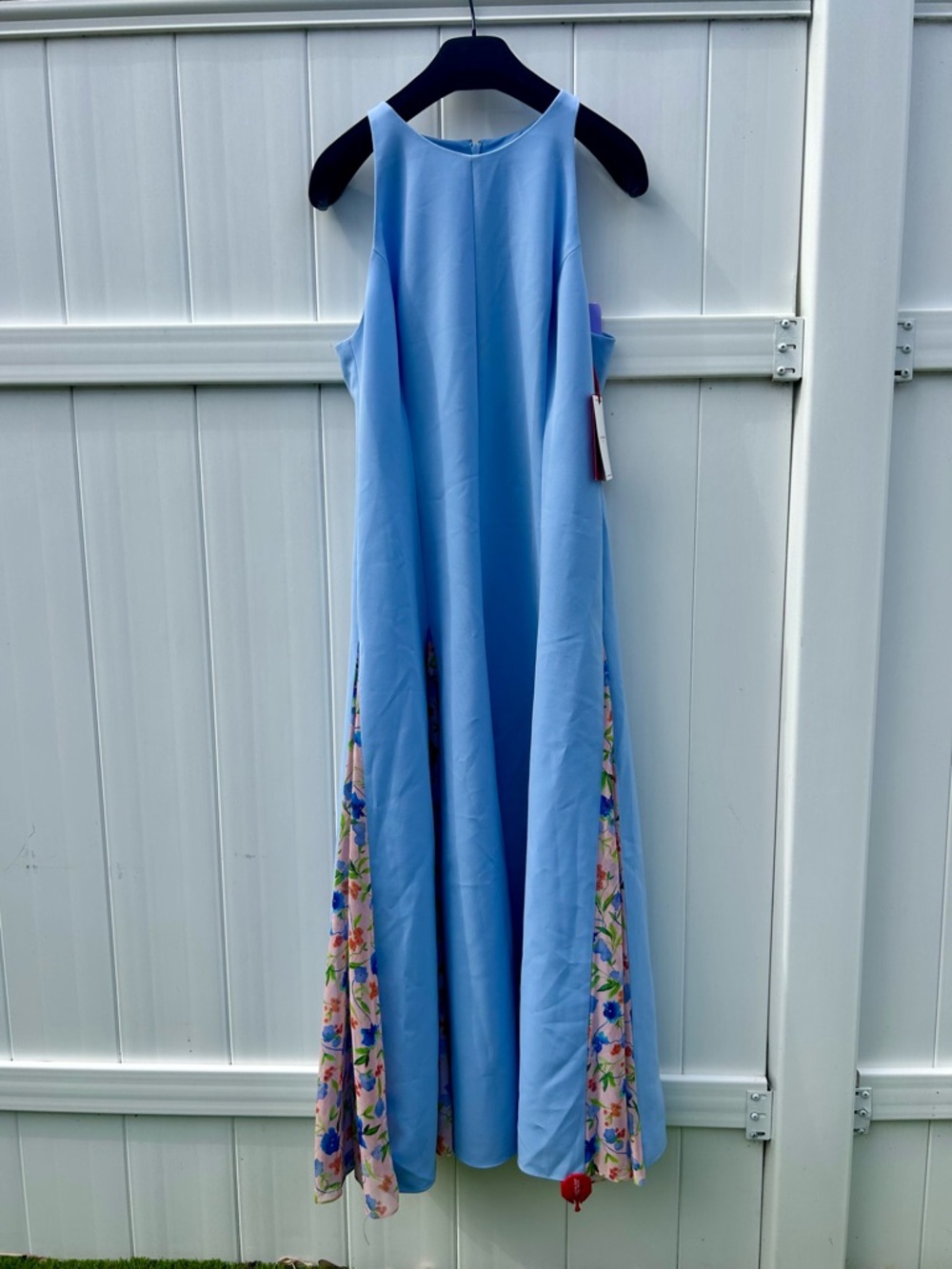 CAROLINA HERRERA SLEEVELESS HALTER GODET MIDI DRESS LAKE BLUE size 6 NEW - Picture 7 of 15